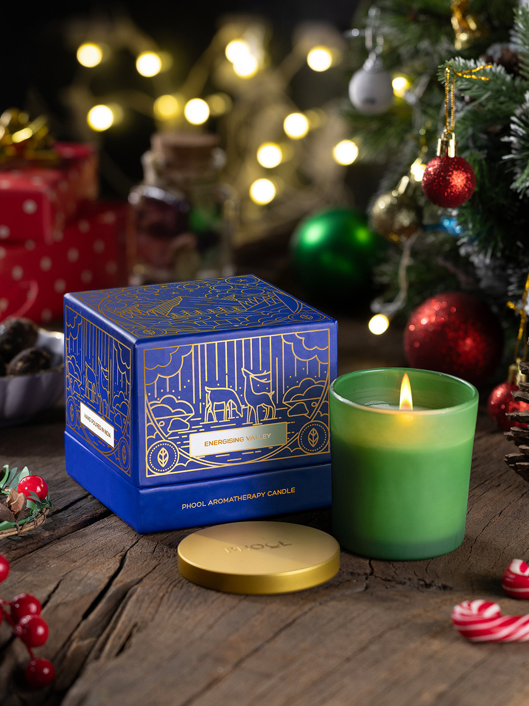 Phool Energising Valley 1 Wick Bergamot and Pine Solid Geometric Regular Jar Candles