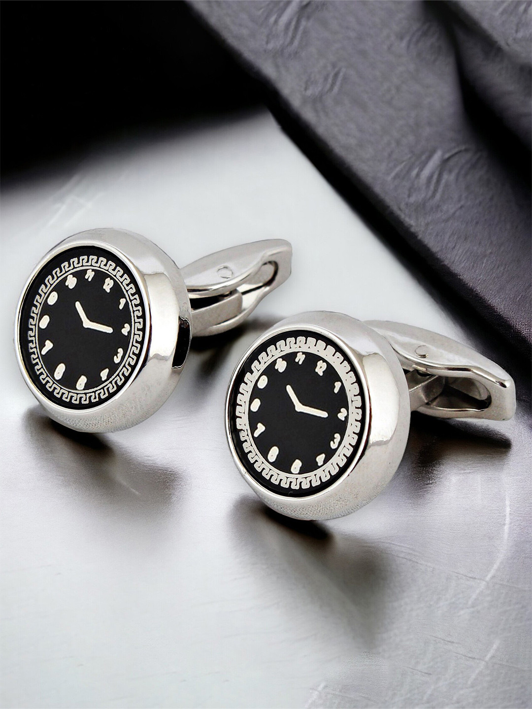 LUCKY JEWELLERY Silver Plated Vintage Watch Design Formal Cufflink