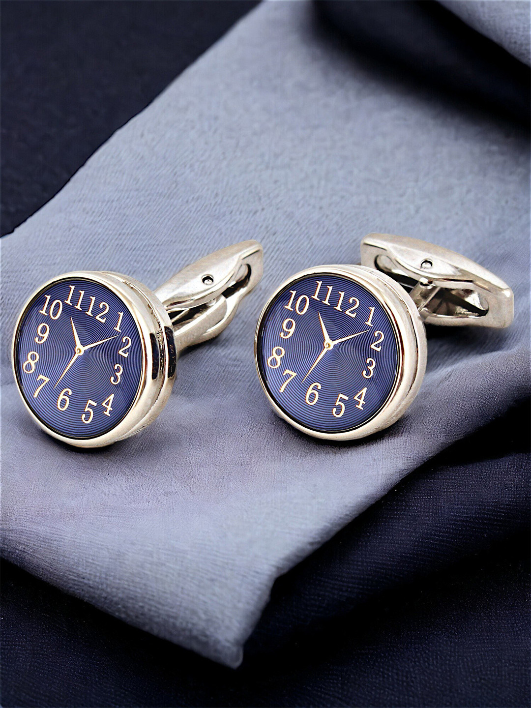 LUCKY JEWELLERY Silver-Plated Watch Design Formal Cufflink