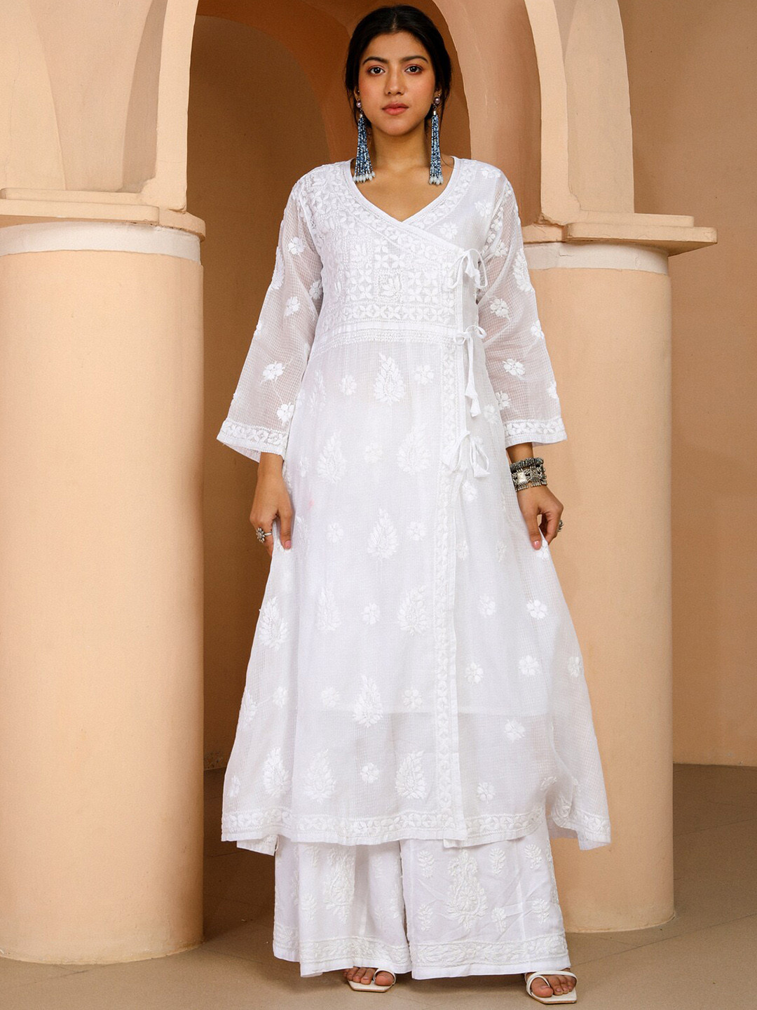 House of Chikankari Chikankari Woven Angrakha