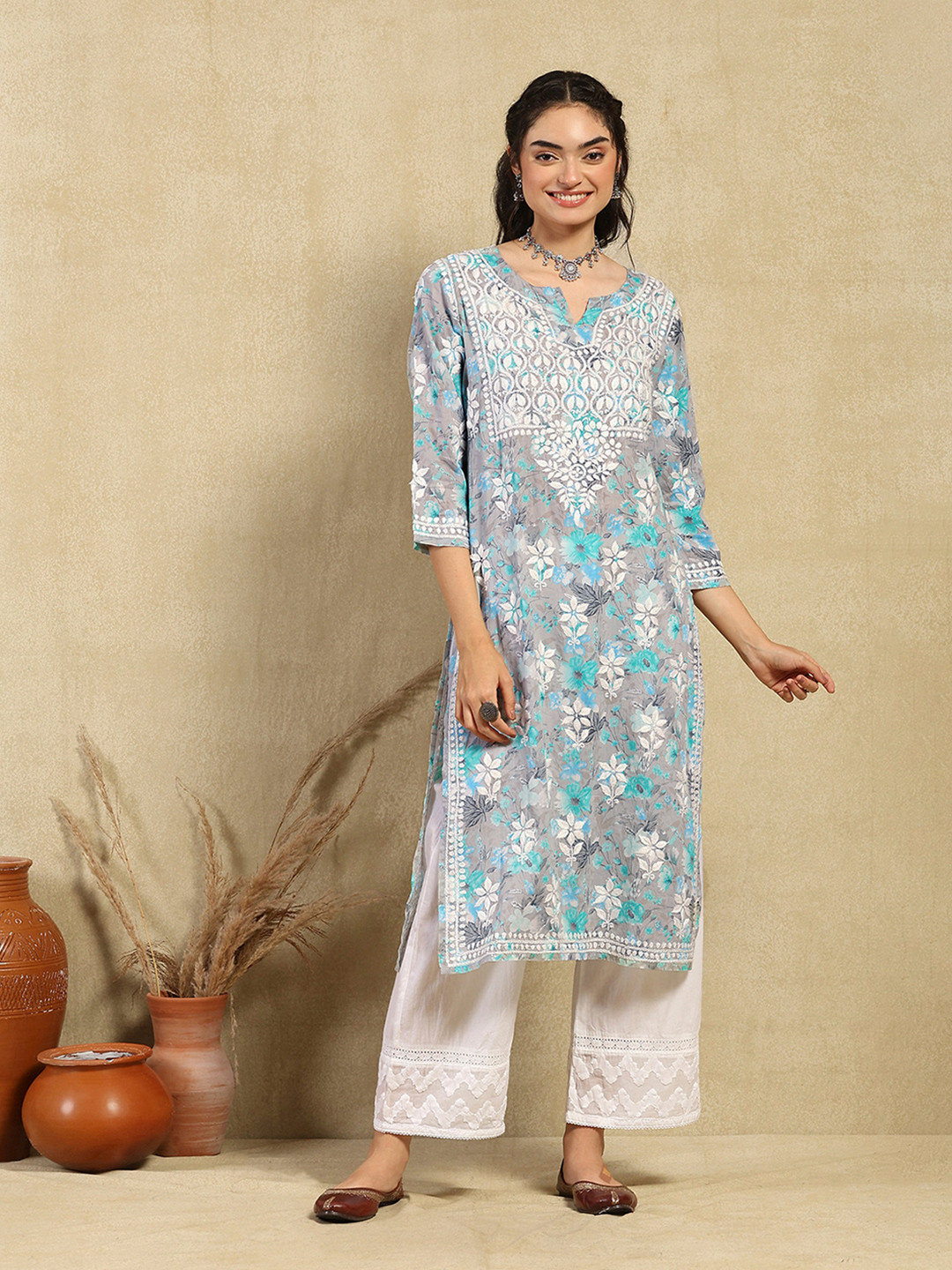 House of Chikankari Chikankari Printed Kurta