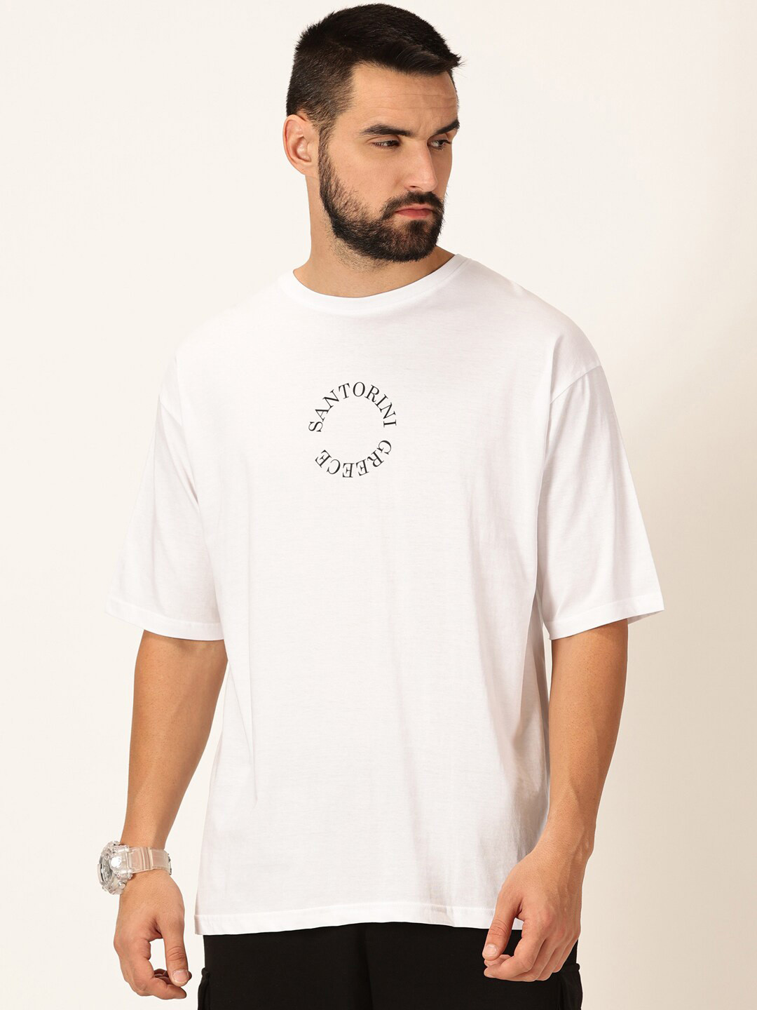 Thomas Scott Round Neck Typography Printed Bio Finish Pure Cotton Oversized T-shirt