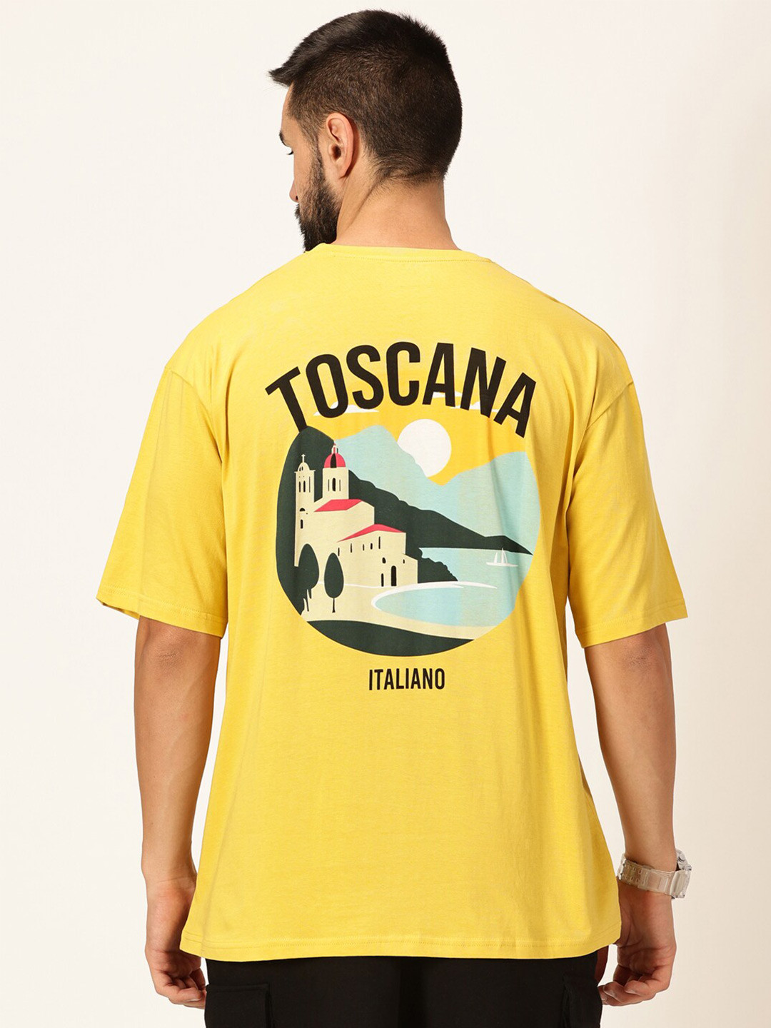 Thomas Scott Graphic Printed Round Neck Drop-Shoulder Sleeves Bio Finish Oversized T-shirt