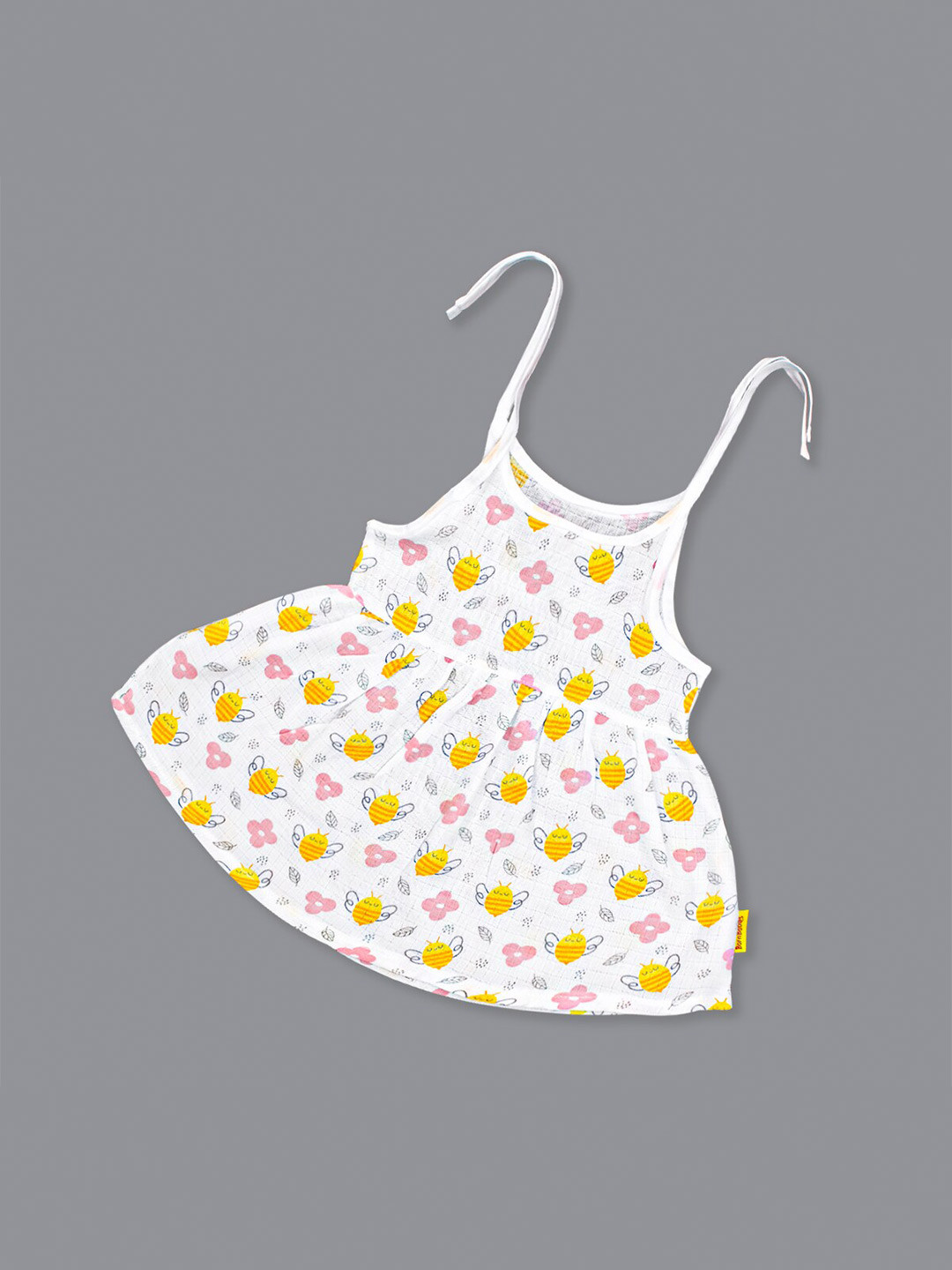 Born Babies Girls Print Sleeveless Knot Frock Organic Cotton Fit and Flare Dress