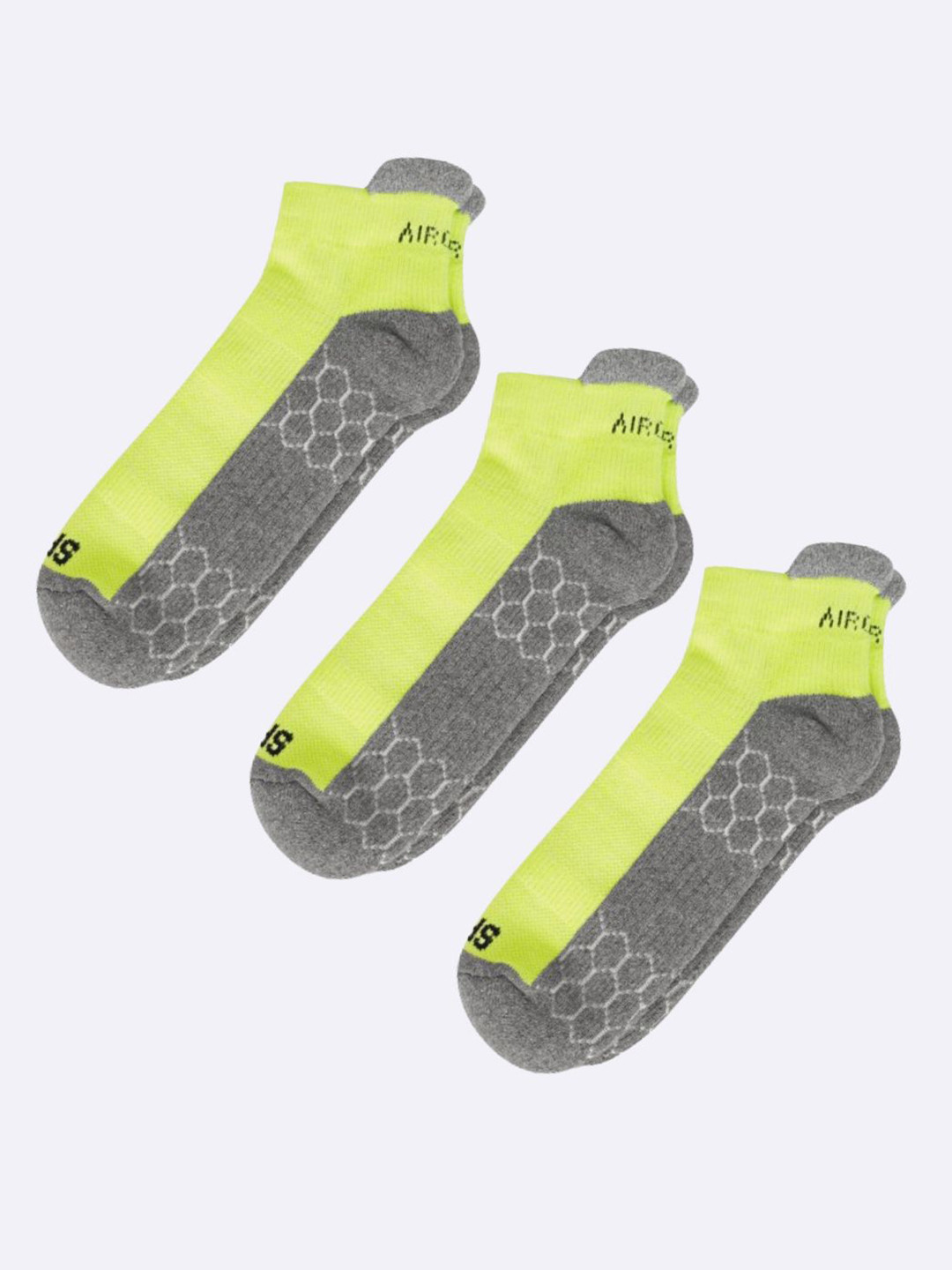 AIR GARB Pack of  3  Green Performance Sports Low  Ankle  Colourblocked Socks