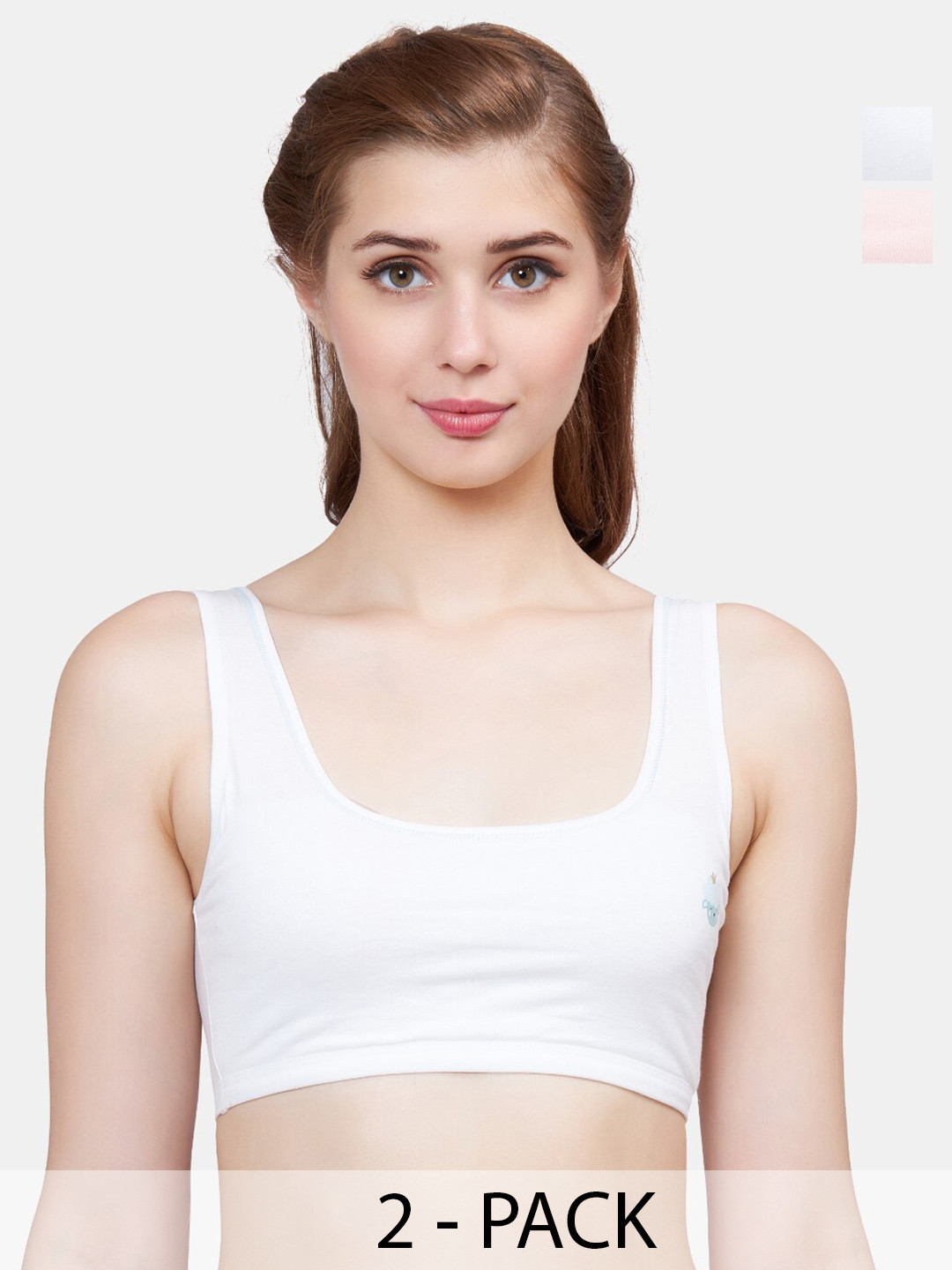 PLUMBURY Girls Pack Of 2 Full Coverage Non Padded Beginners Bras With All Day Comfort