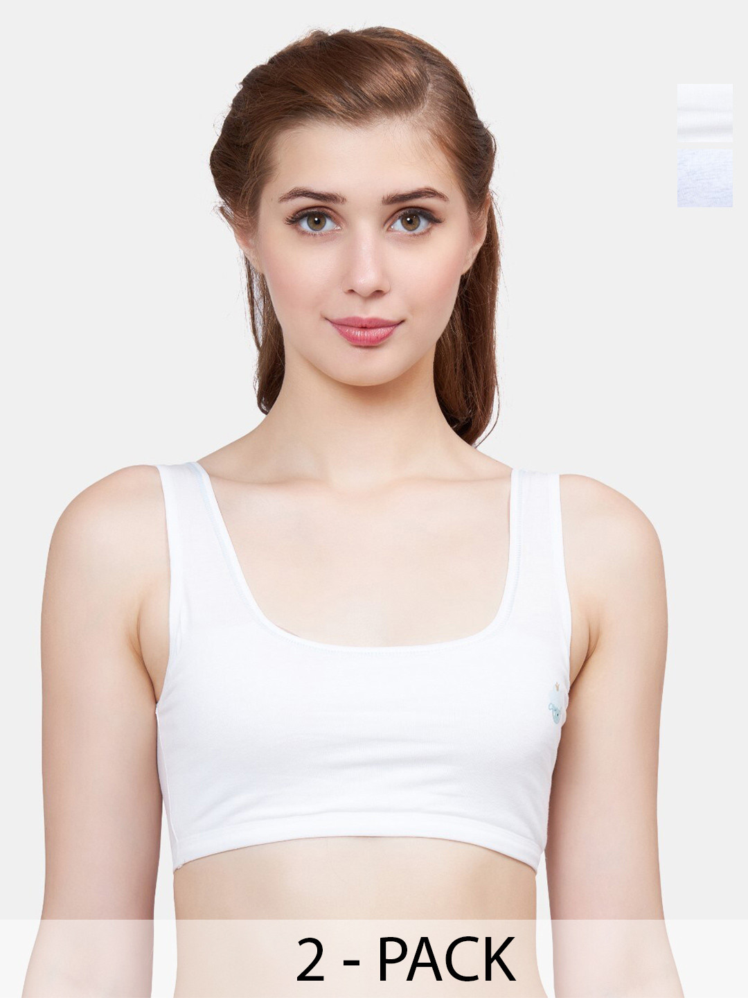 PLUMBURY Girls Pack Of 2 Full Coverage Non Padded Beginners Bras With All Day Comfort