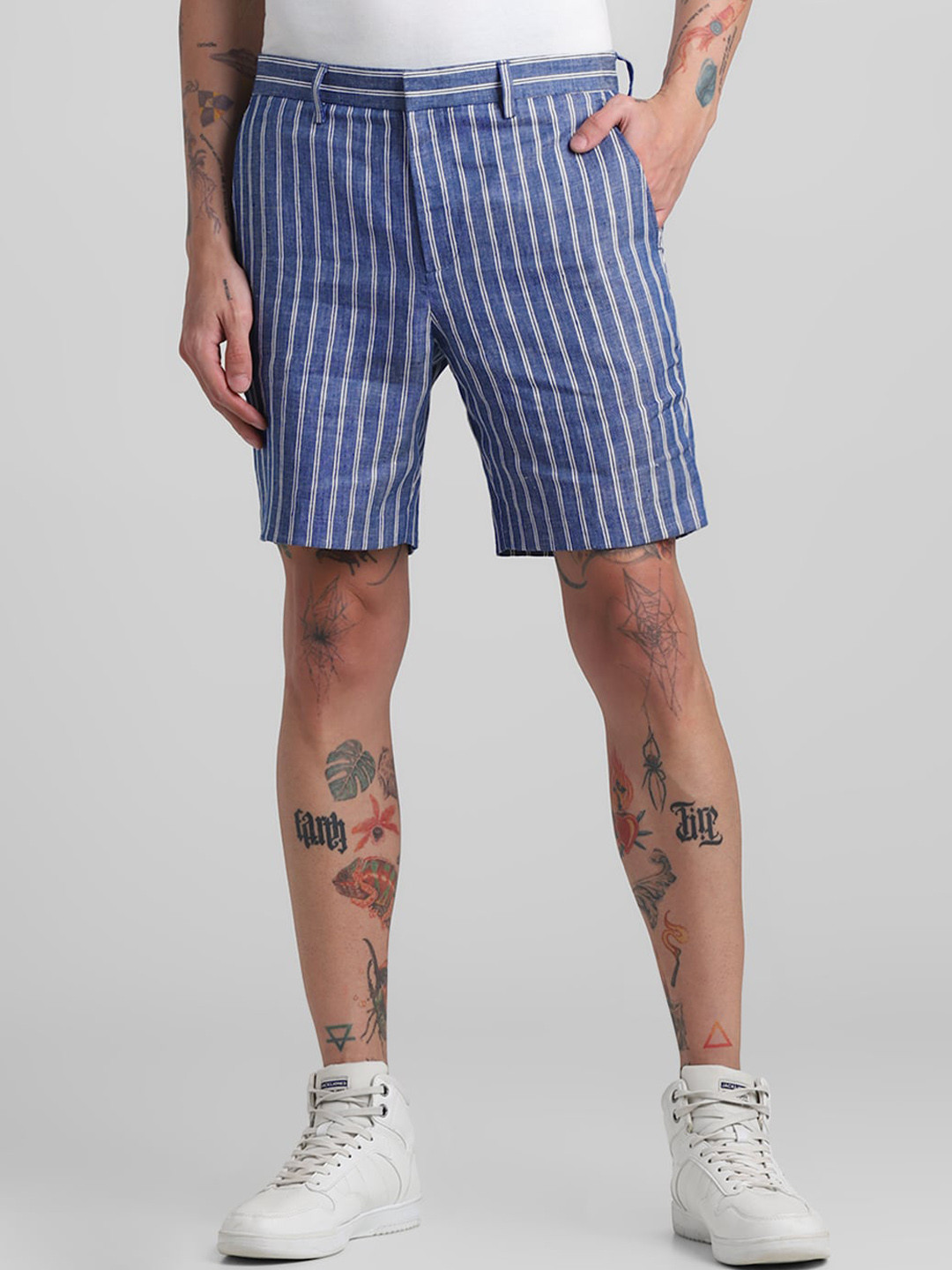 Jack & Jones Men Striped Slim Fit Linen Shorts