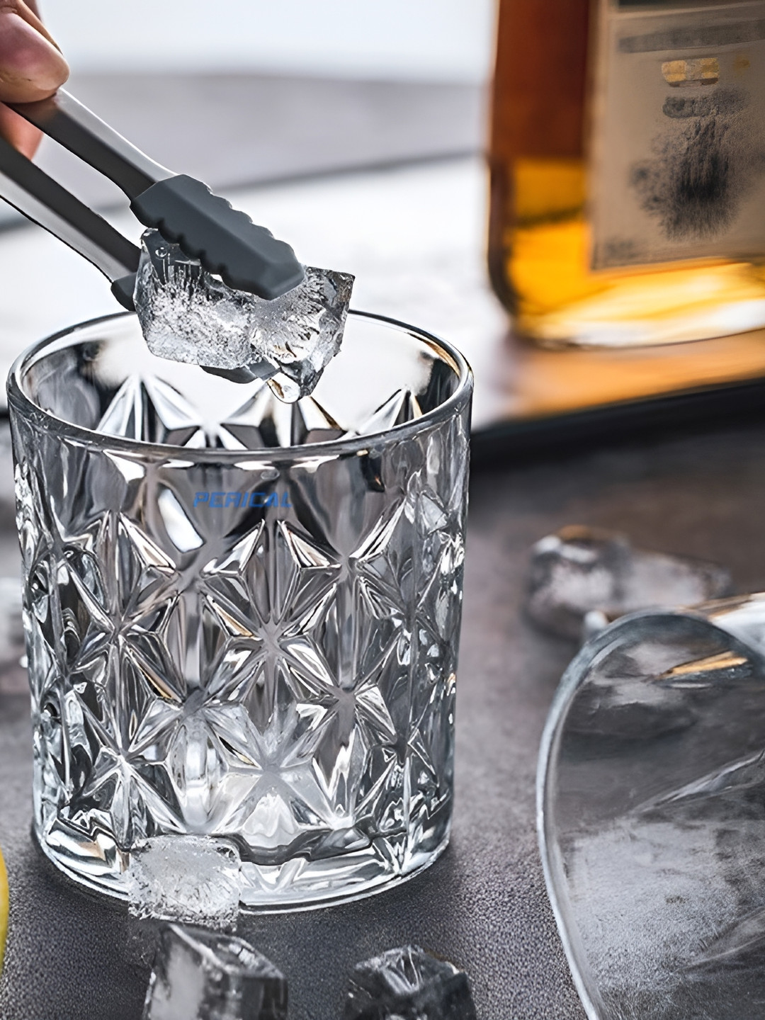 PERICAL Transparent 6 Pieces Premium Crystal Design Whisky Glasses 300ml