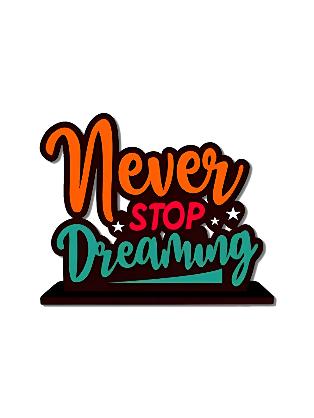 Phirki Studio Never Stop Dreaming Orange Wood Natural Living Room Medium Showpiece - 5 Inches