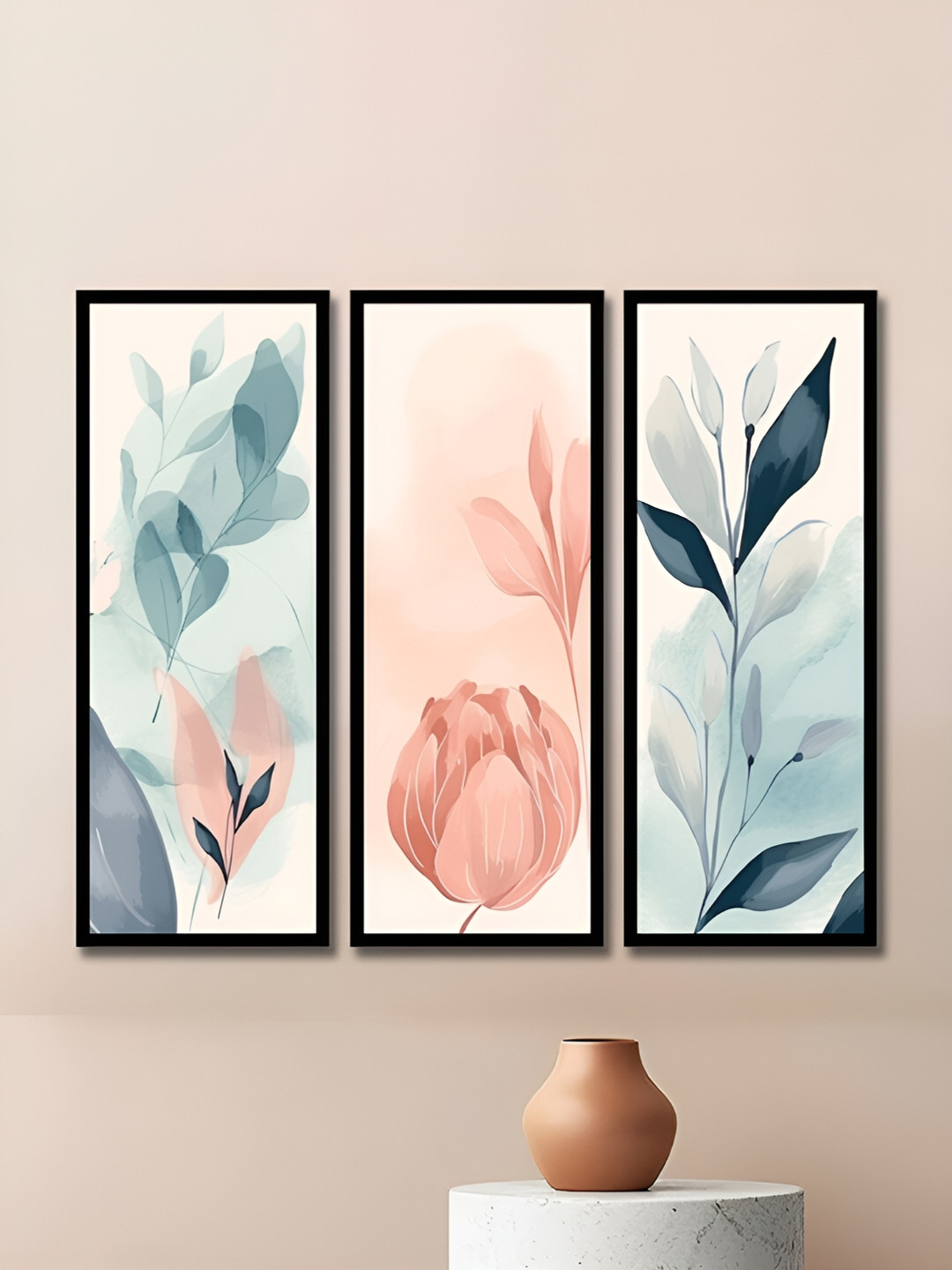 WENS Synthetic Wood 3 Piece Wall Rectangle Paintings Wall Art -17 x 7 In