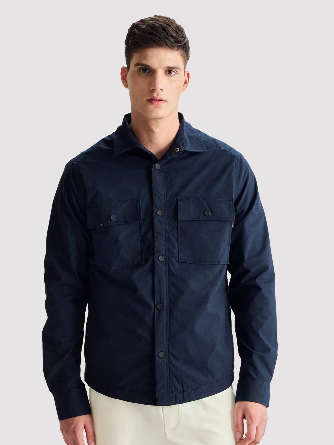 Red Flame Spread Collar Shacket