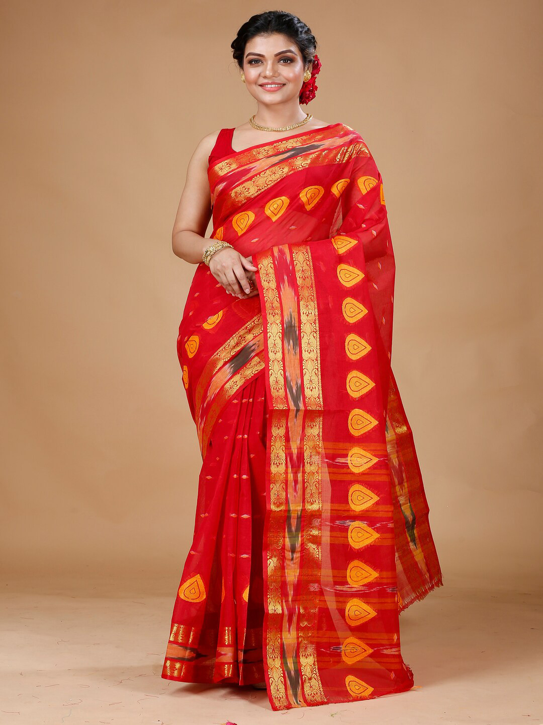 Bong ButiQ Ethnic Motifs Woven Design Pure Cotton Taant Saree