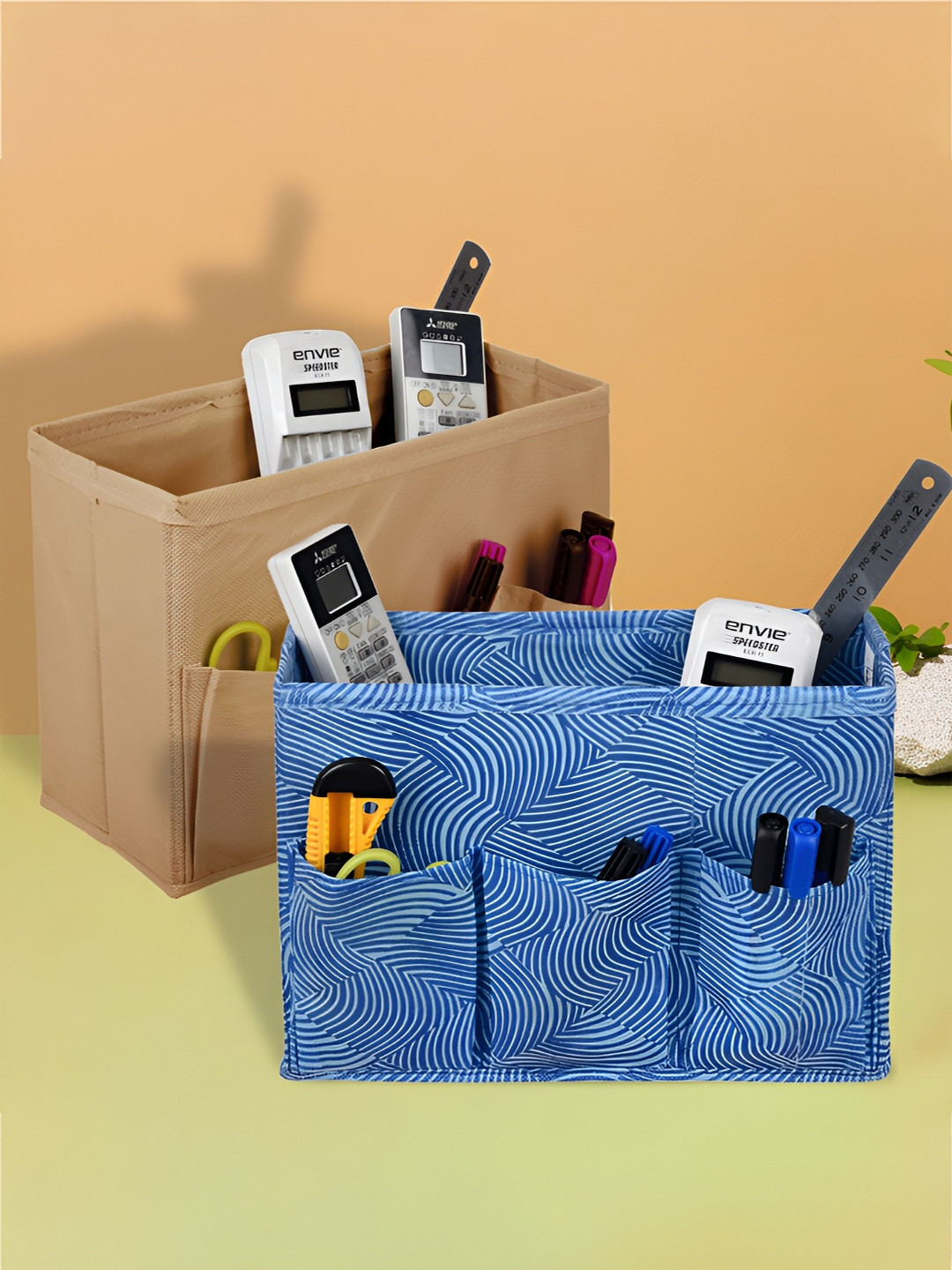 Kuber Industries Blue 2 Pieces Abstract Printed Drawer Organiser