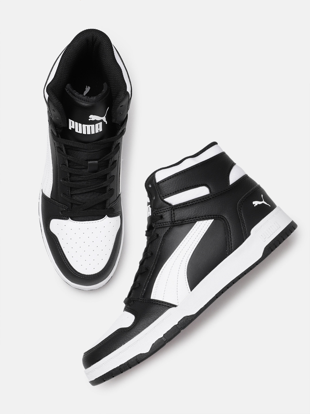 Puma Men Evoke Layup SL Colourblocked Mid-Top Sneakers
