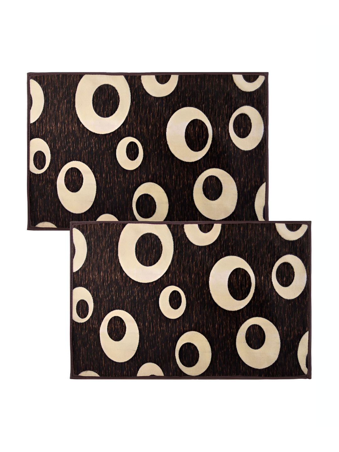 Kuber Industries 2-Pcs Brown Printed Anti-Skid Doormats