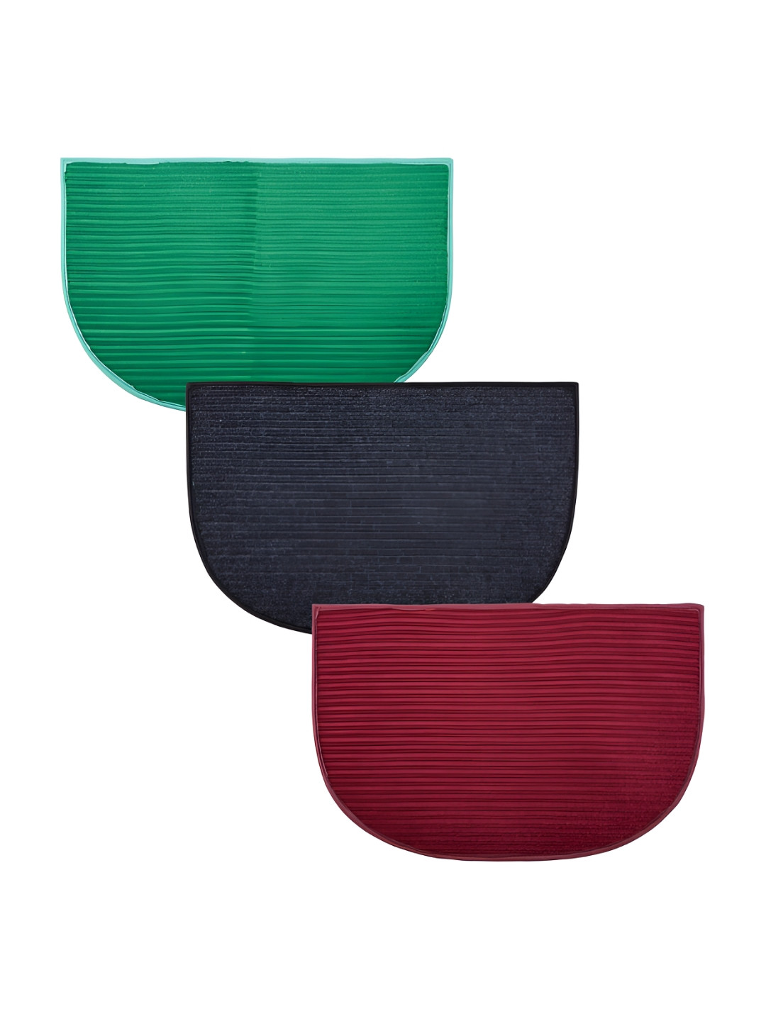 Kuber Industries Maroon & Green 3 Pieces Anti-Skid Doormats