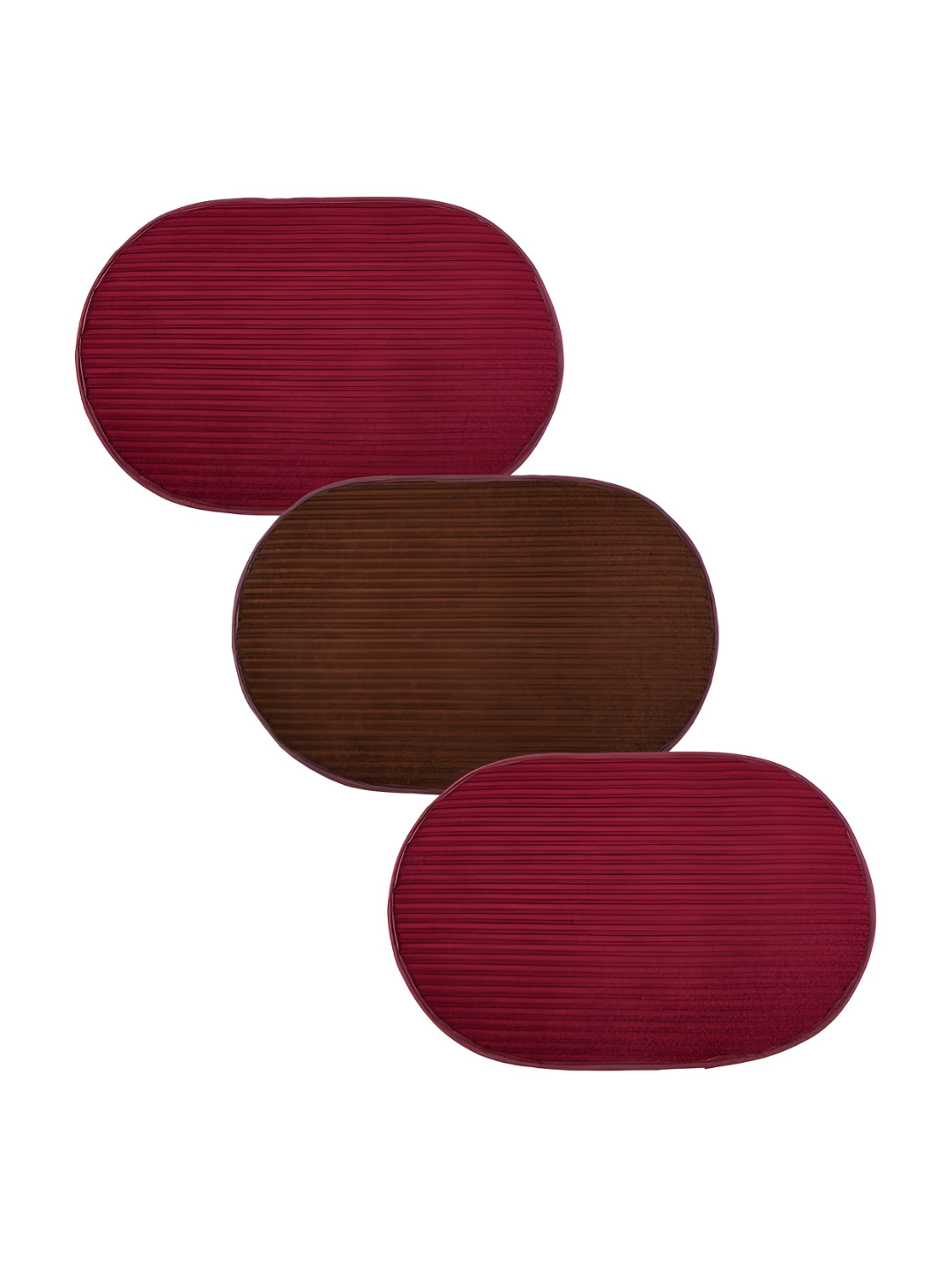 Kuber Industries 3-Pcs Mraoon & Brown Anti-Skid Oval Shaped Doormats