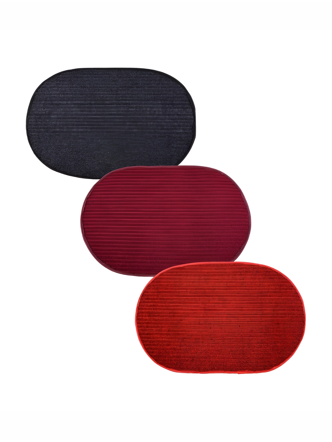 Kuber Industries Grey & Maroon 3 Pieces Anti-Skid Oval Shaped Doormats