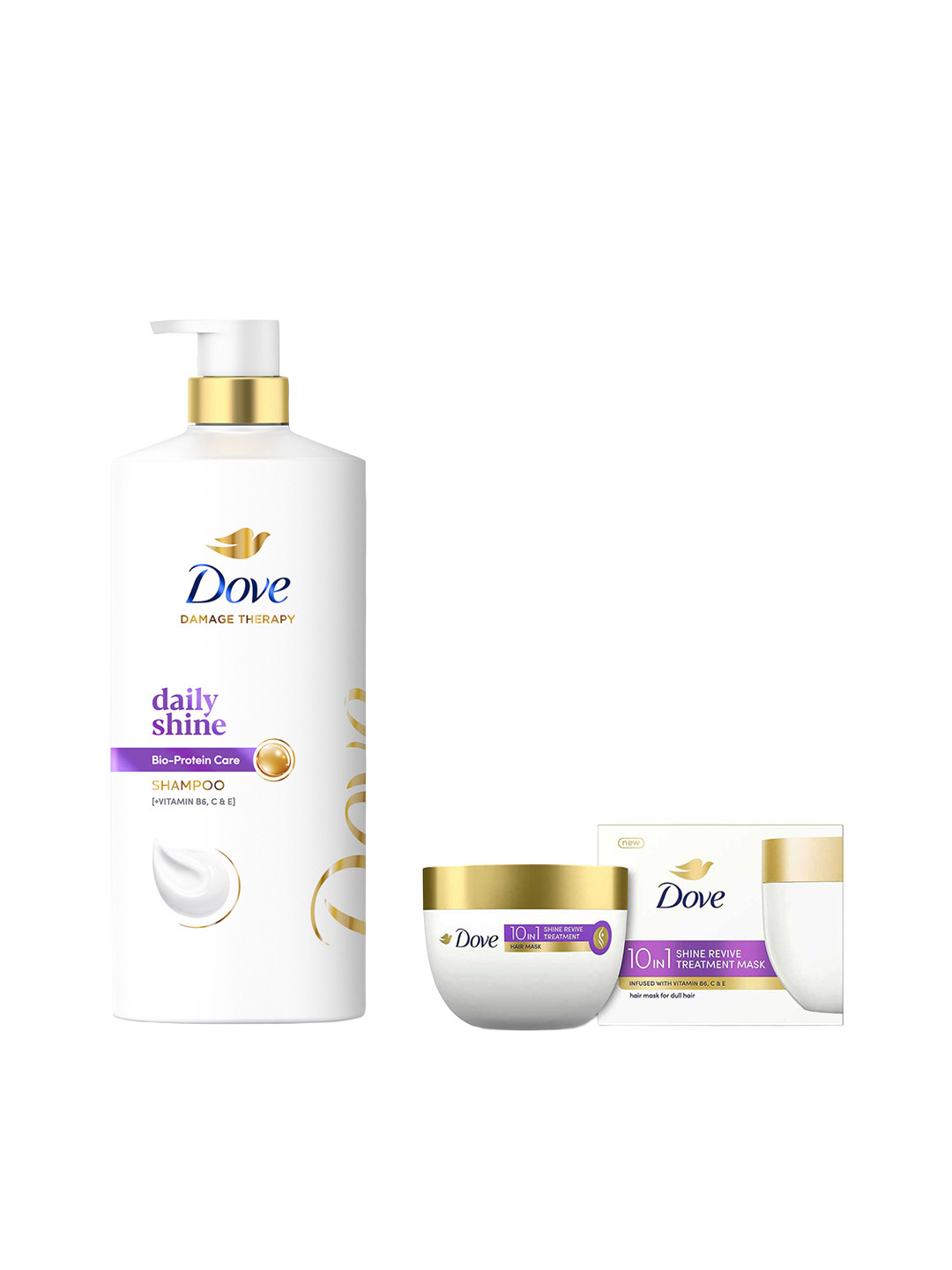 Dove Set of Daily Shine Shampoo 1L & Shine Revive Treatment Hair Mask 300 ml