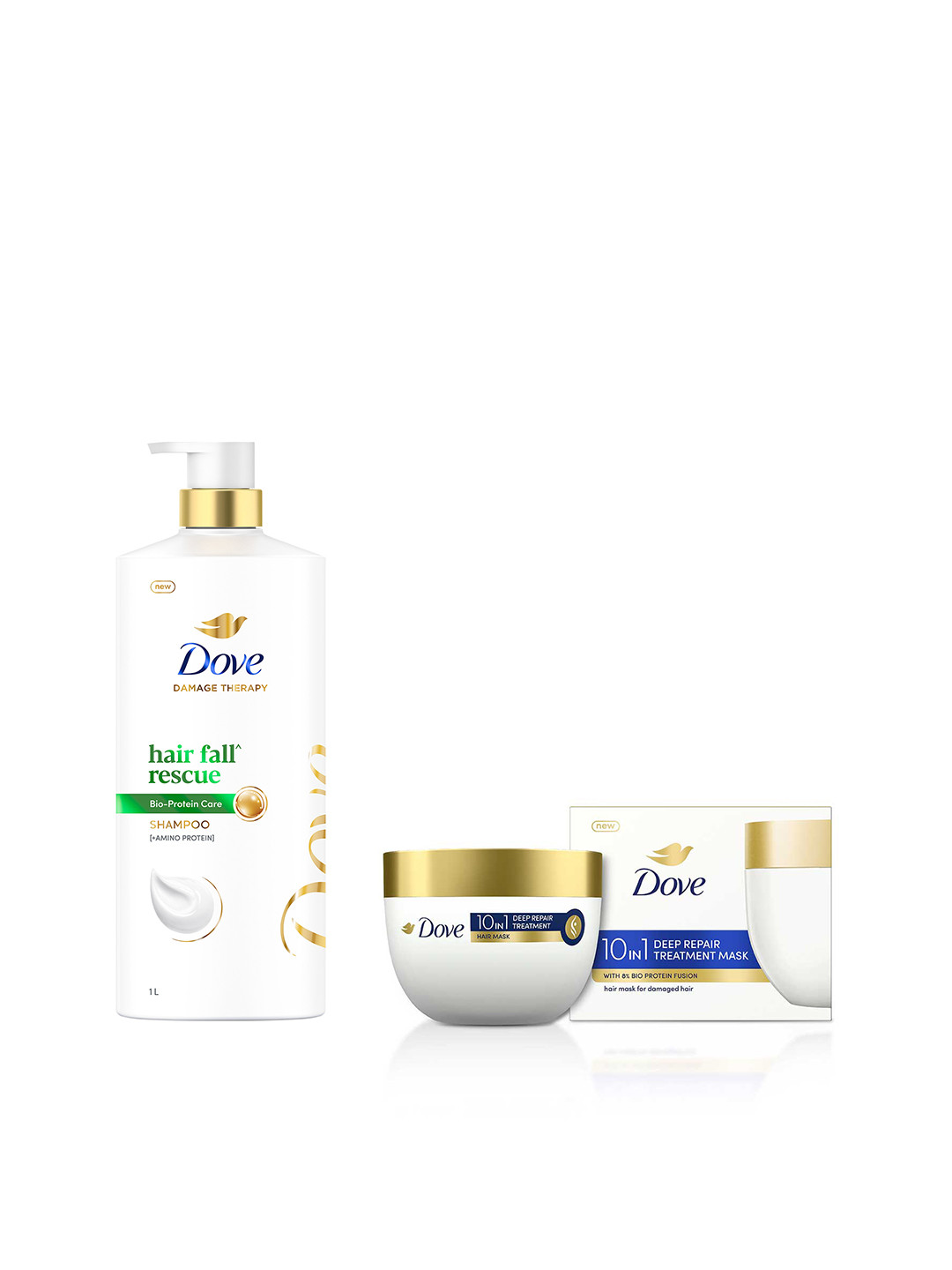 Dove Set of Hair Fall Rescue Shampoo 1 L & Deep Repair Treatment Hair Mask 300 ml