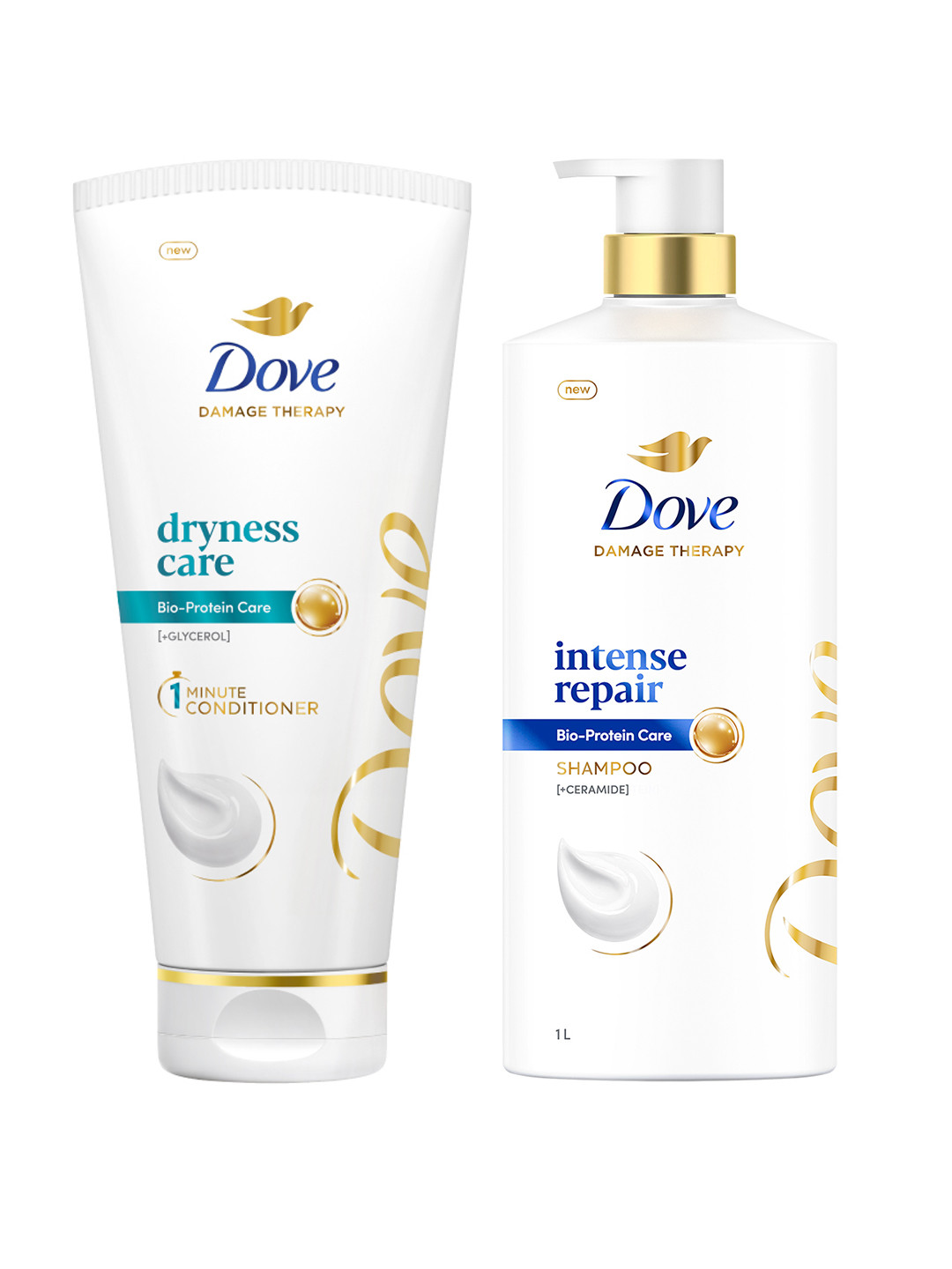 Dove Set of Intense Repair Shampoo 1 L & Dryness Care Hair Conditioner 175 ml