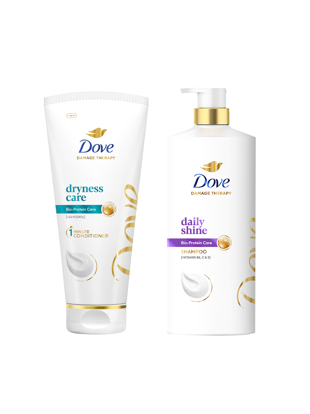 Dove Set of Daily Shine Shampoo 1 L & Dryness Care Hair Conditioner 175 ml
