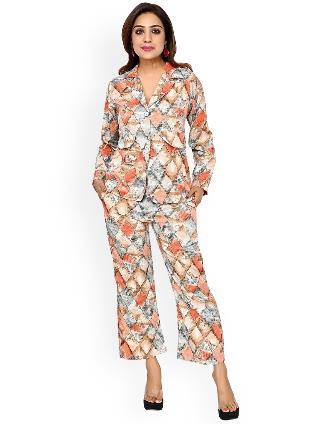 FELLAMO Printed Blazer And Trouser