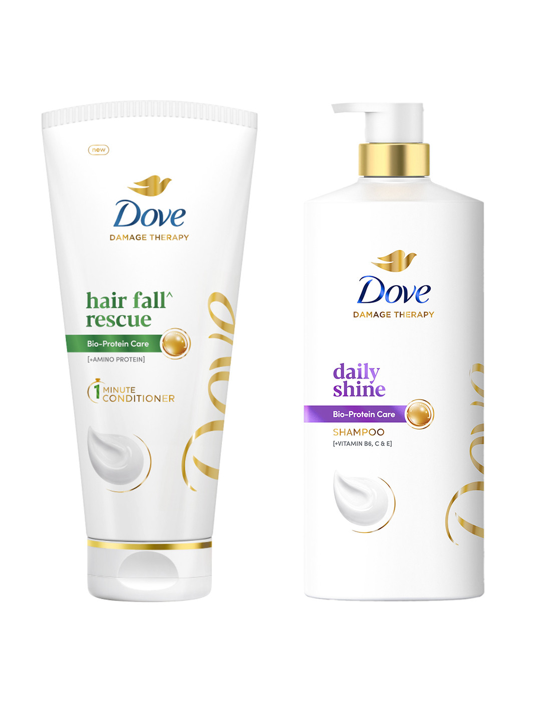Dove Set of Daily Shine Shampoo For Dull Hair 1L & Hair Fall Rescue Hair Conditioner 175ml