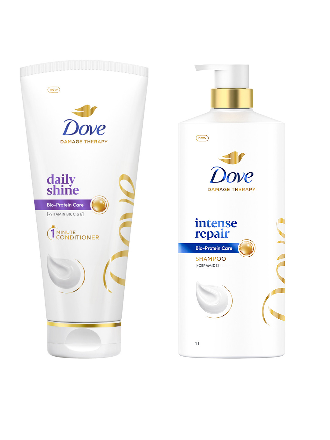 Dove Hair Therapy Intense Repair Shampoo 1L & Daily Shine Hair Conditioner 175ml