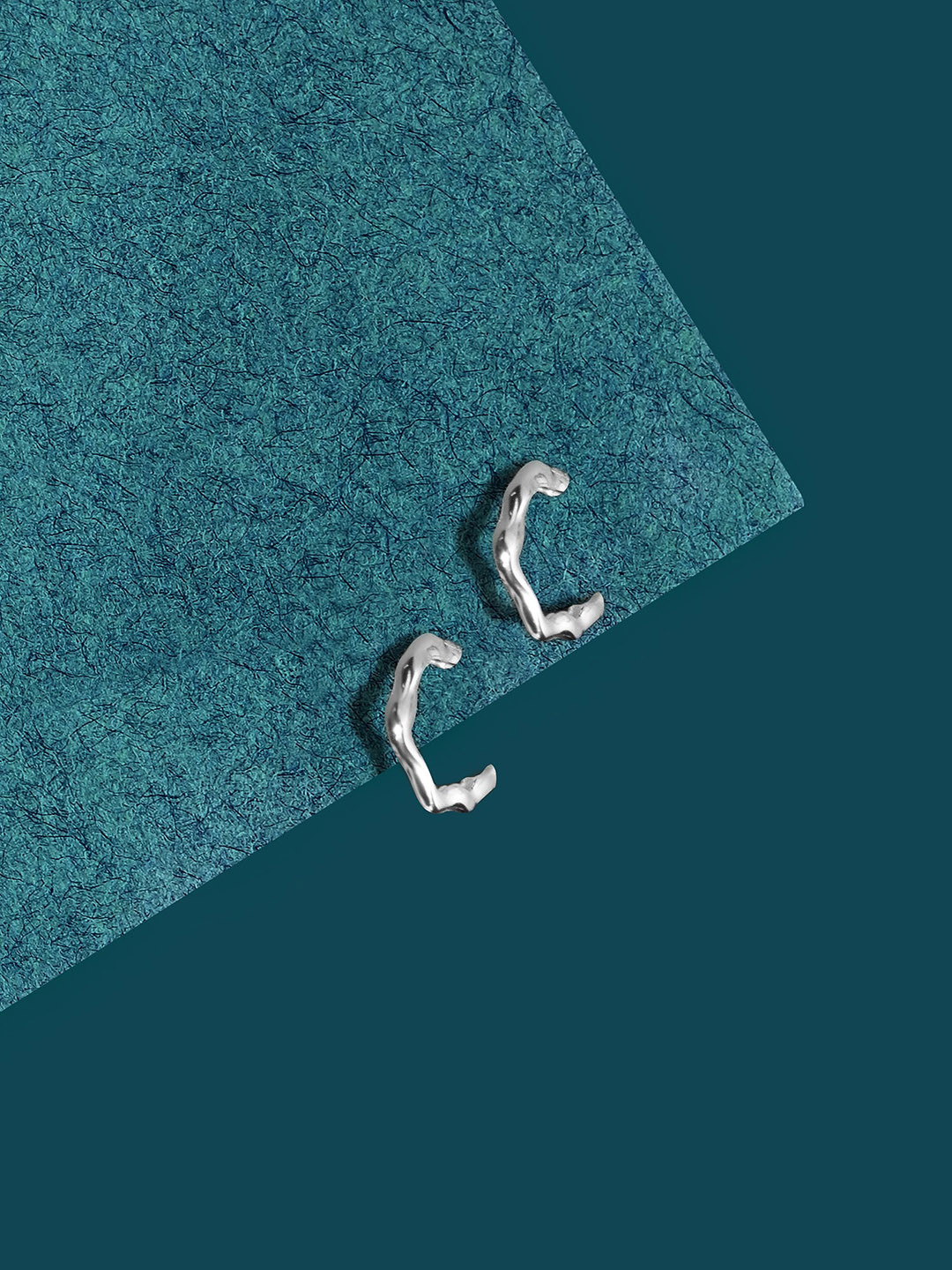 Accessorize London Women 925 Sterling Silver Hallmark Molten Huggie Hoop Earrings