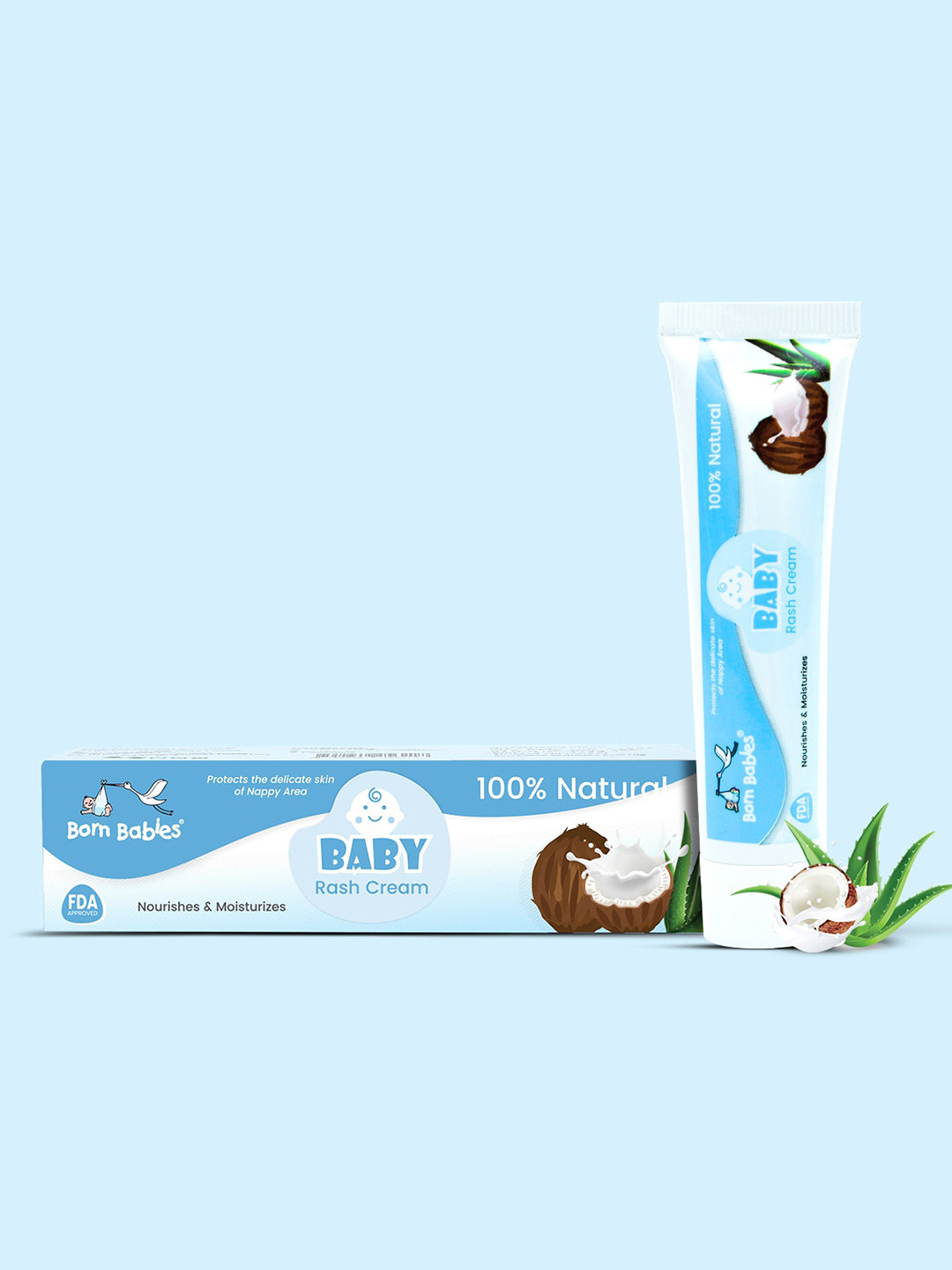 Born Babies Baby Diaper Anti Rash Cream For Soothing & Healing Rough Skin-50gm