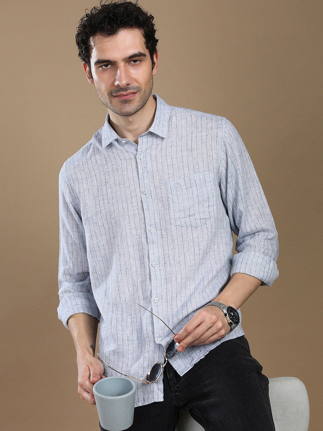Crocodile Comfort Vertical Stripes Casual Shirt