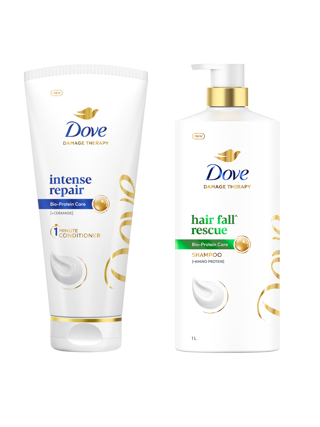 Dove Hair Fall Rescue Shampoo 1L & Intense Repair Hair Conditioner 175ml