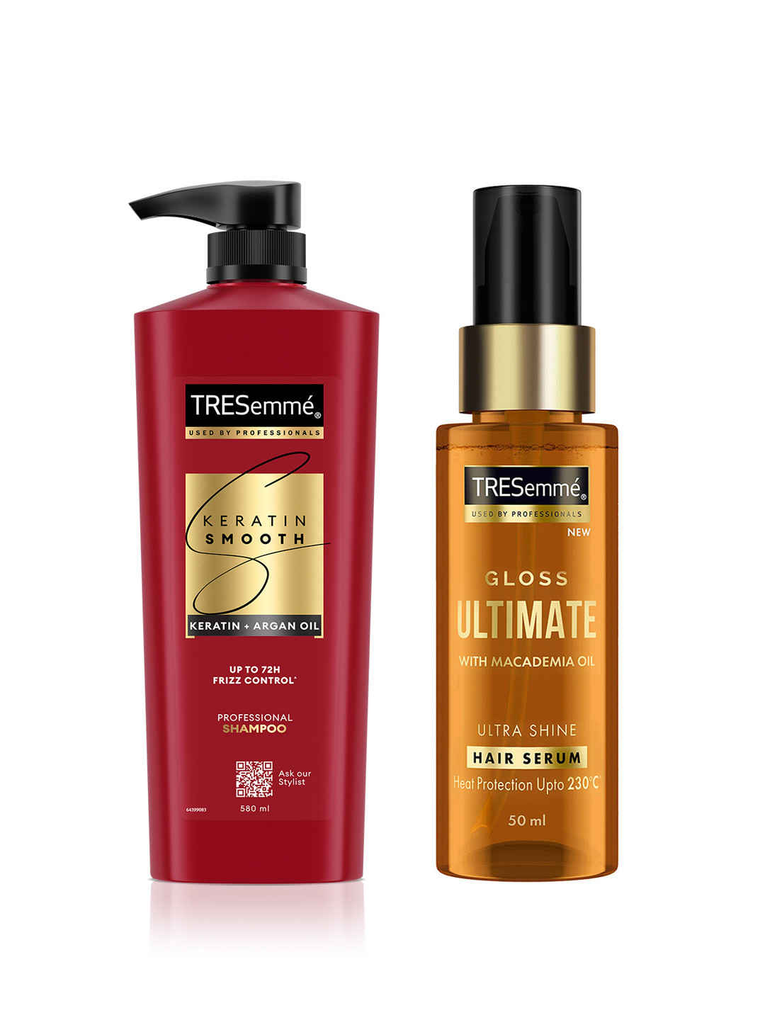 TRESemme Keratin Smooth Shampoo 580ml & Gloss Ultimate Ultra Shine Hair Serum 50ml