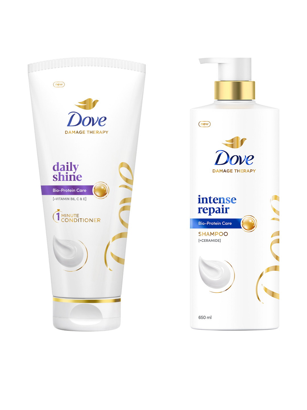 Dove Hair Therapy Intense Repair Shampoo 650ml & Daily Shine Hair Conditioner 175ml