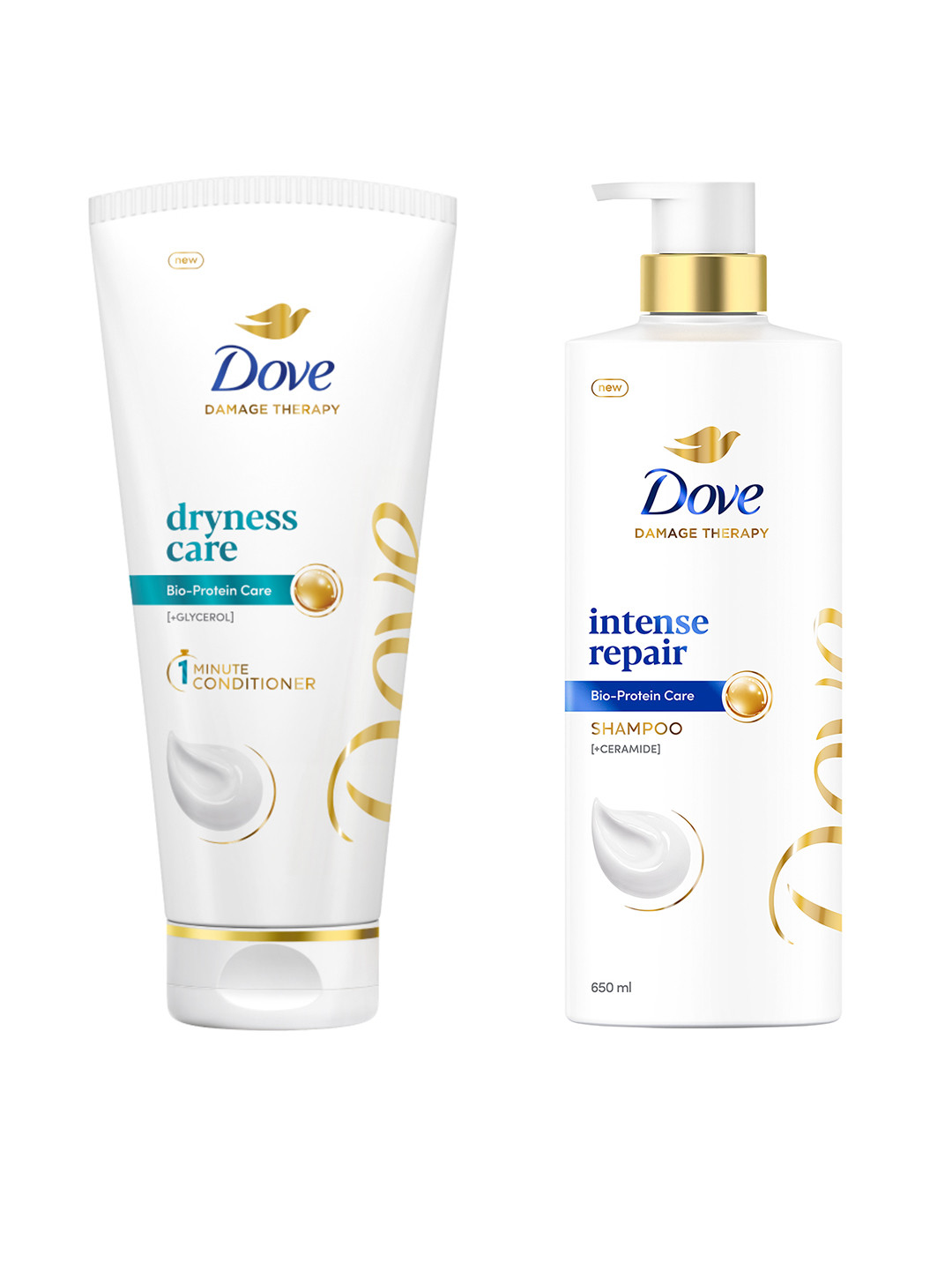 Dove Hair Therapy Intense Repair Shampoo 650ml & Dryness Care Detangling Conditioner 175ml