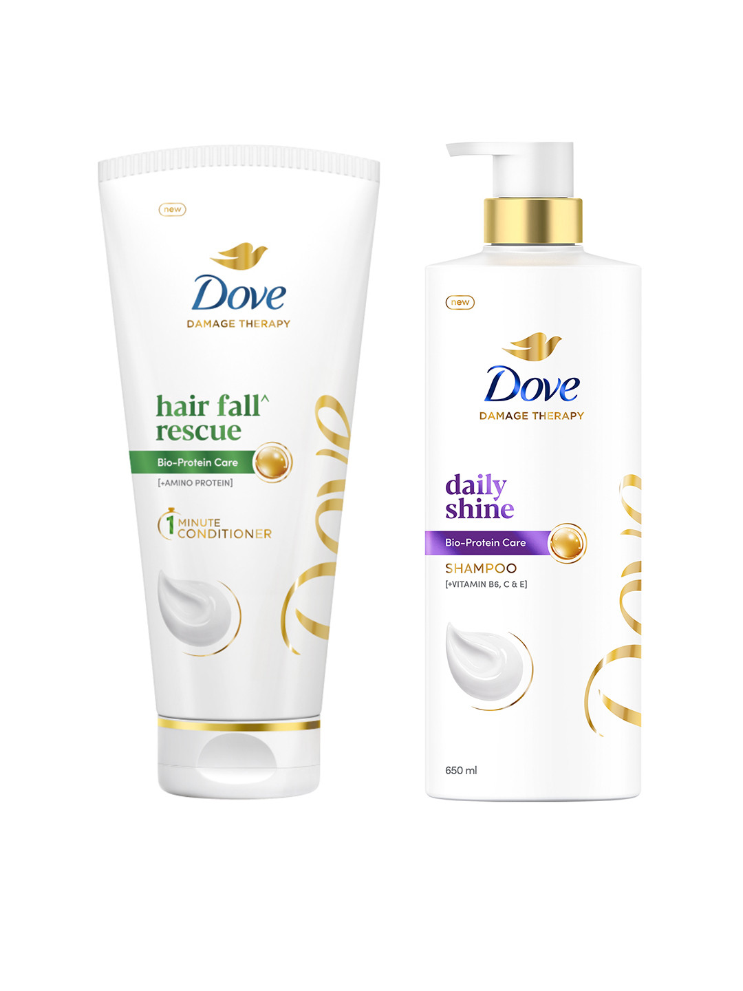 Dove Set of Hair Fall Rescue Hair Conditioner - 175 ml & Daily Shine Shampoo - 650 ml