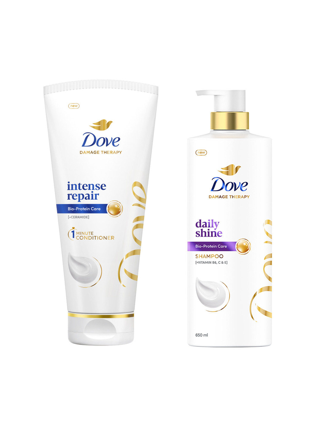 Dove Set of Intense Repair Hair Conditioner - 175 ml & Daily Shine Shampoo - 650 ml