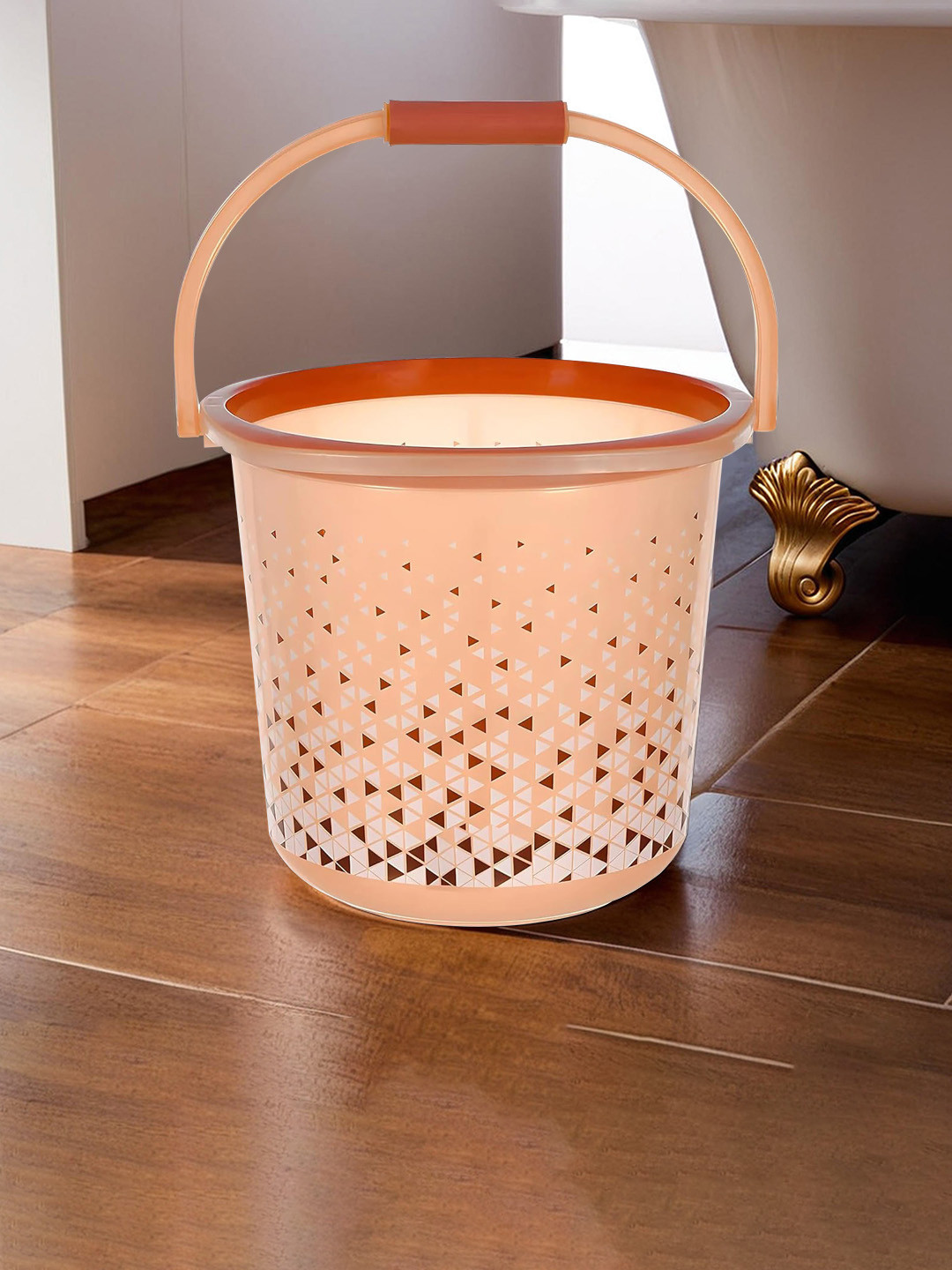 Kuber Industries Brown Printed Unbreakable Bathroom Bucket 18L