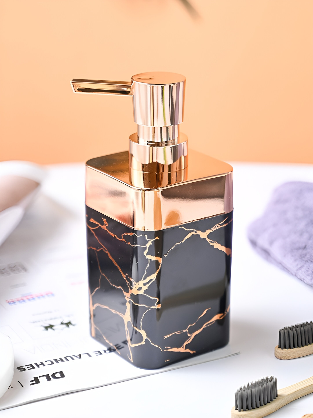 MARKET99 Black & Brown Marble Soap Dispenser 330ml