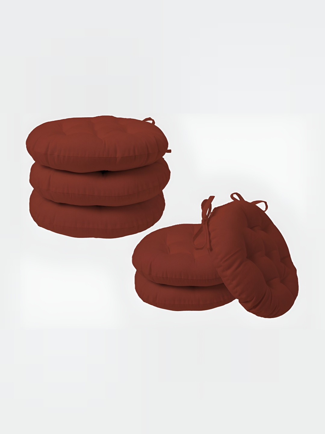 SKANDA FAB Brown 6 Pieces Round Shaped Pure Cotton Chair Pads