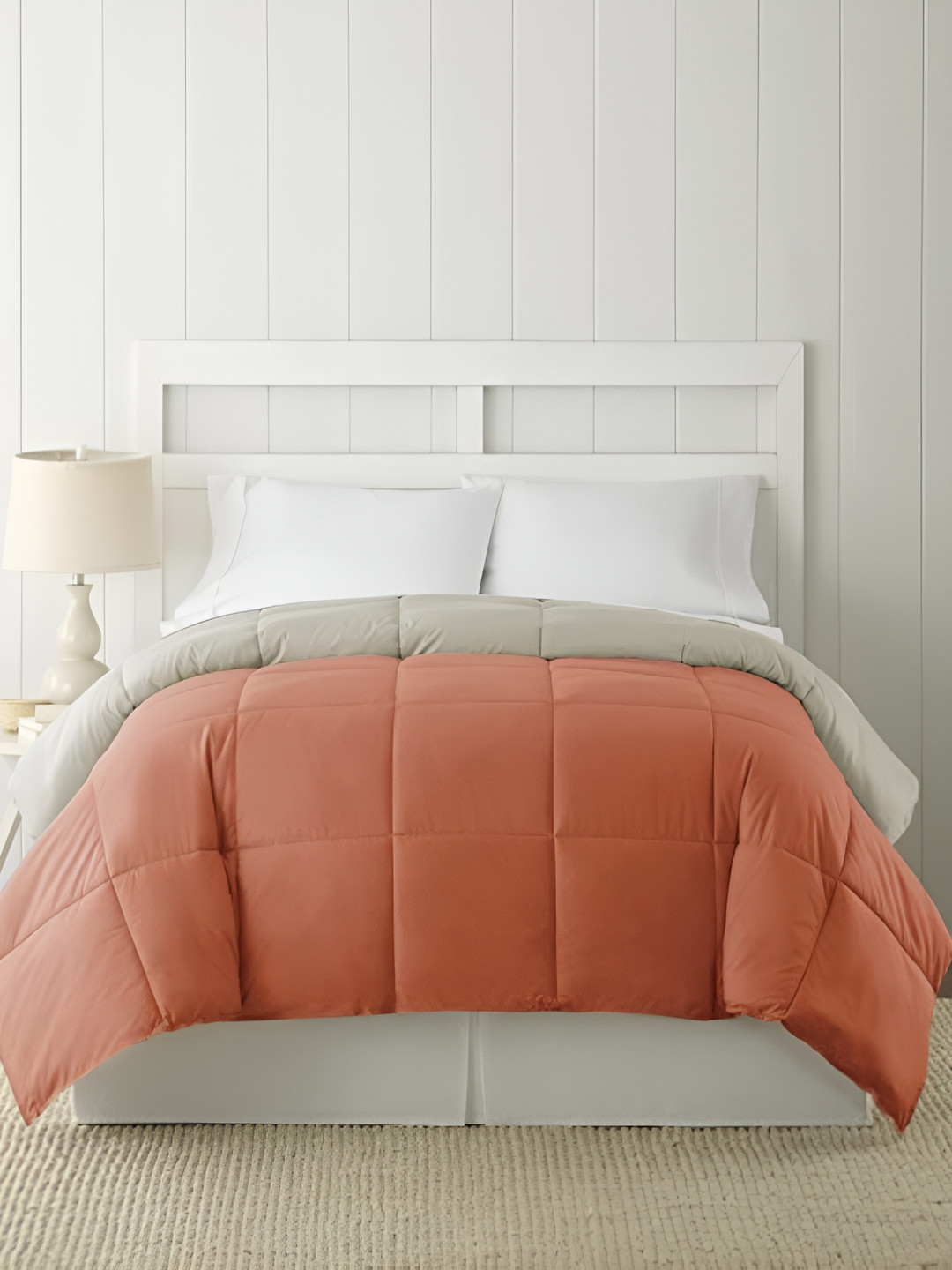 RF RELAXFEEL Orange & Off White Heavy Winter 233 GSM Cotton Single Bed Comforter