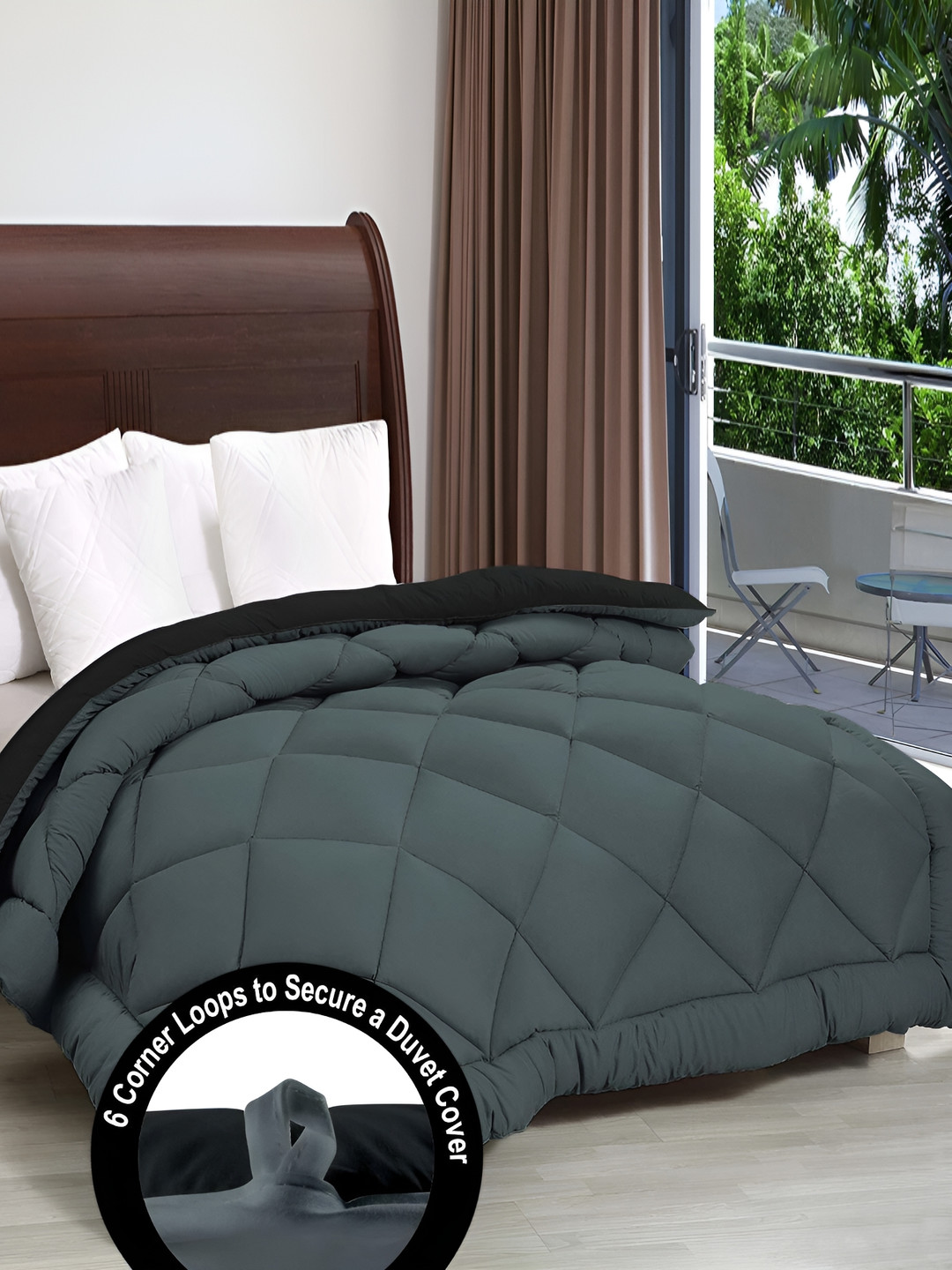 RF RELAXFEEL Black & Grey Heavy Winter 350 GSM Double Bed Comforter