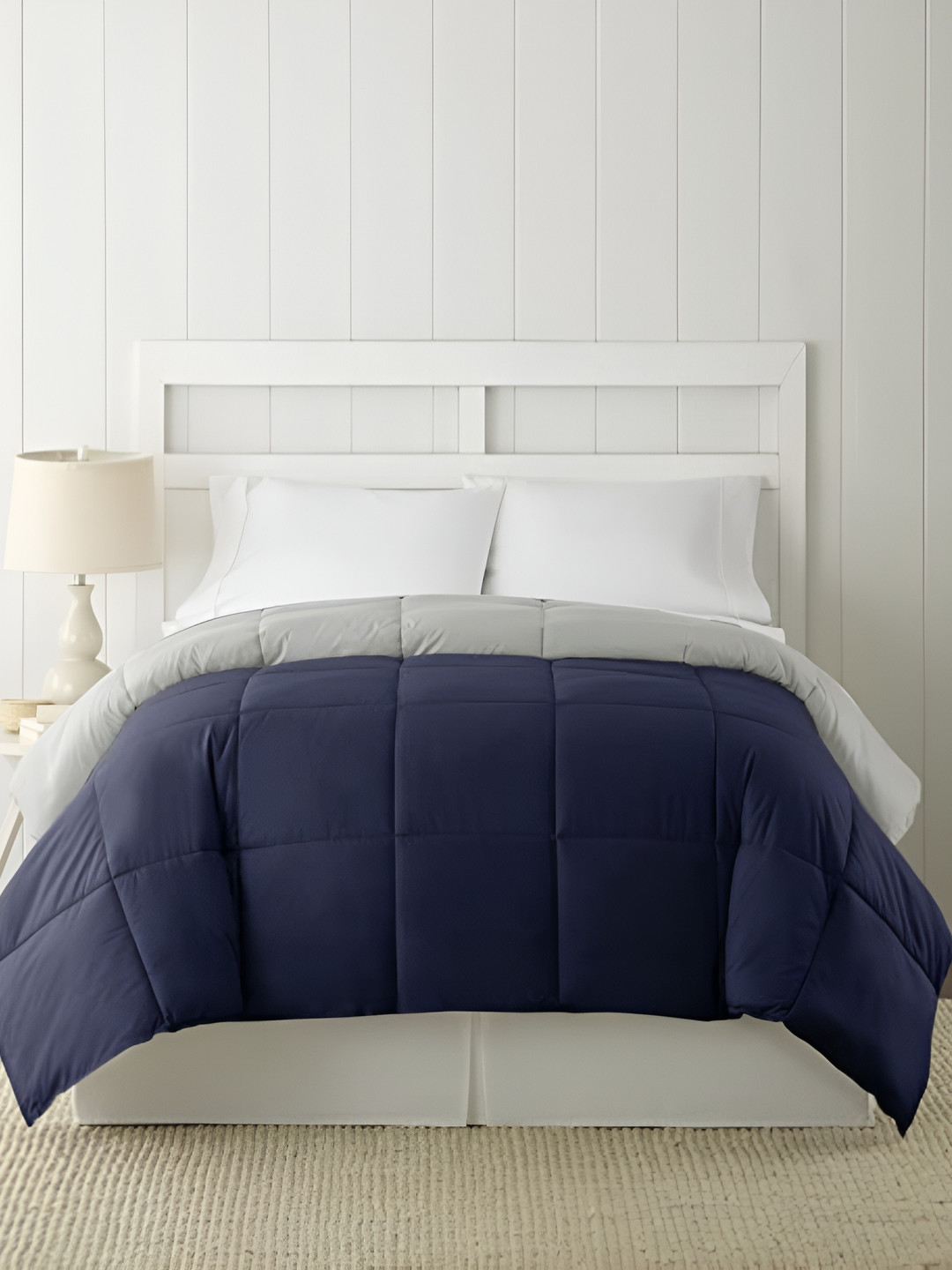 RF RELAXFEEL Blue & Silver-Toned Microfiber Heavy Winter 233 GSM Single Bed Comforter