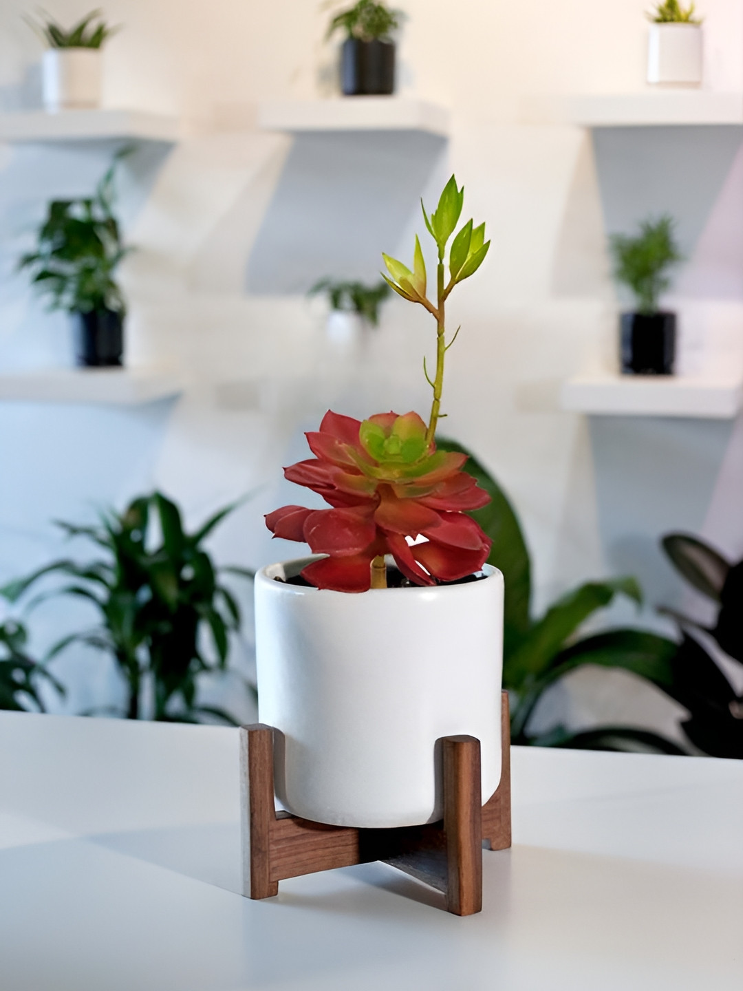 Garden Deco Red Succulent Artificial Flower