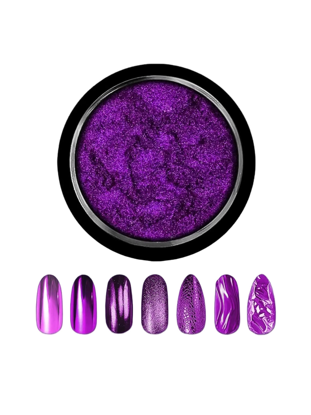 FEELHIGH Dark Purple Chrome Nail Powder Mirror Effect With Stick