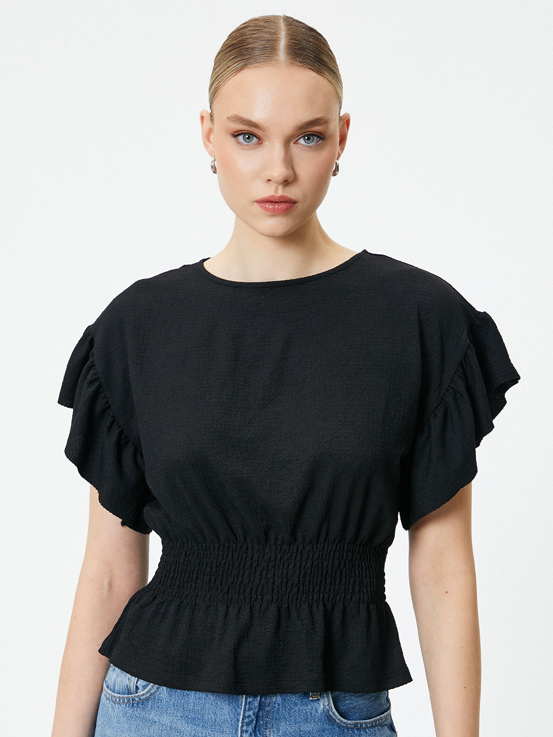 Koton Flared Sleeve Cinched Waist Top