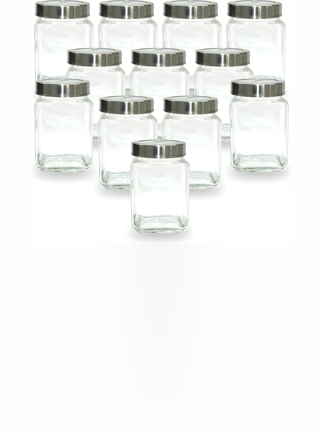 Tyche Enterprises Piramal Transparent Glass Easy To Clean 12 Piece Screw Top Canister-300ml