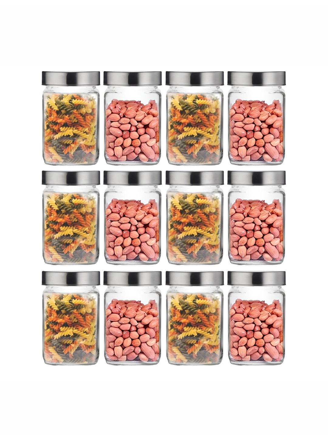 Tyche Enterprises Piramal Transparent Glass Easy To Clean 12 Piece Screw Top Canister-800ml
